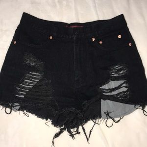 Black high destroyer waisted shorts